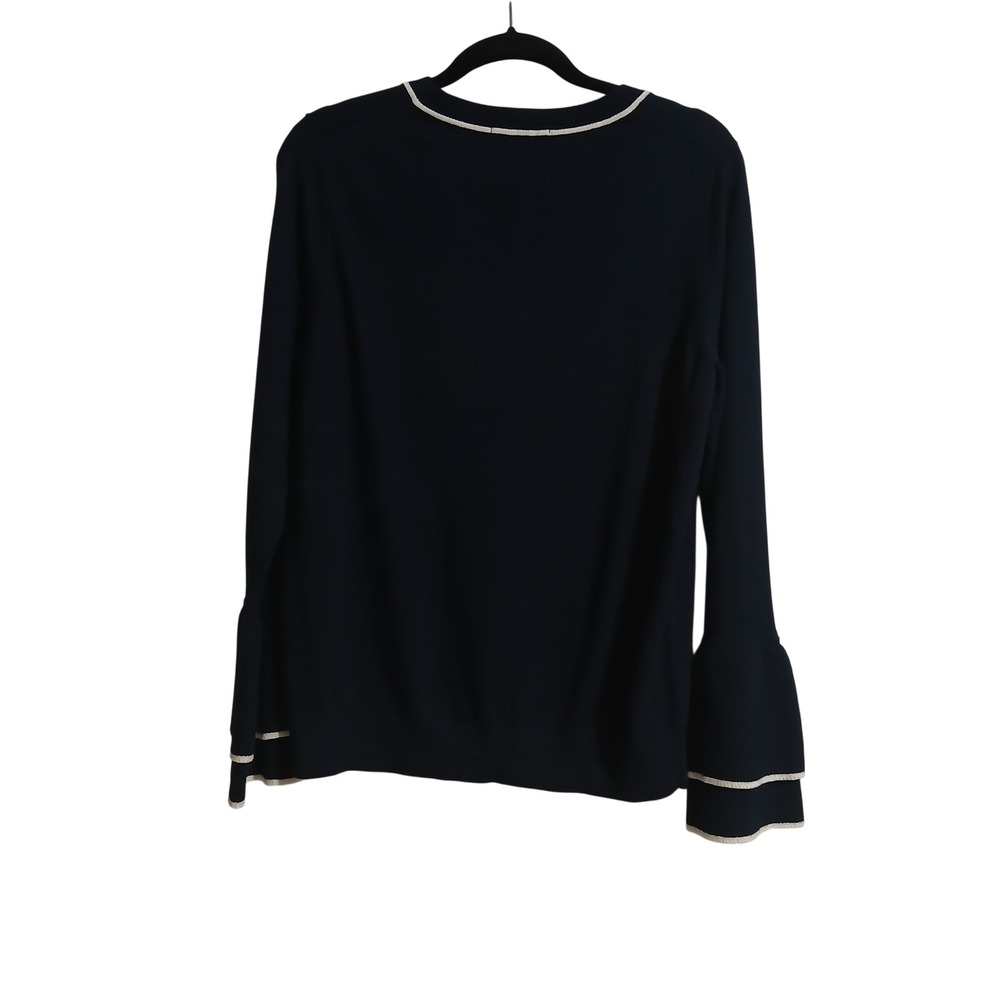Boden Navy‎ Blue Bell Sleeve Sweater with Contrast Trim Women's US 14 - Picture 2 of 9